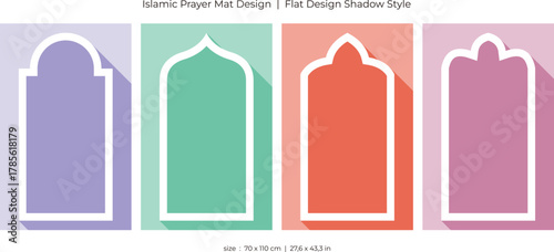 Islamic prayer mat design. Flat design shadow style.
