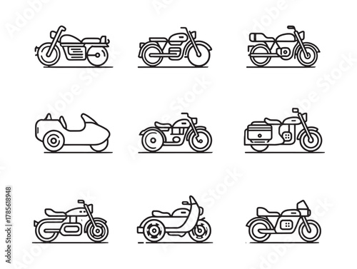 Motorbike Sidecar Line Art Speed Thrill Freedom