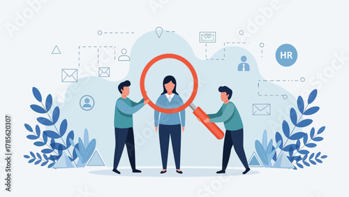 Human Resources Recruitment and Candidate Selection Process Vector Illustration