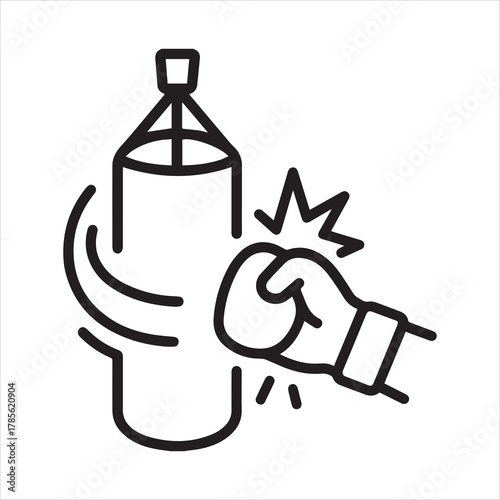 Punching bag impact swing outline icon vector