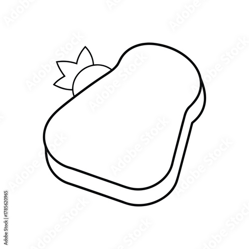 A simple line art illustration of a piece of toast with a topping, perfect for food-related designs and menus