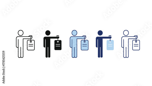 Person Holding Price Tag or Product Label Icon Set. Vector Illustration for Retail, Discount, and E-commerce Symbols