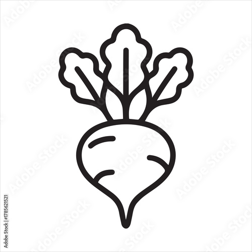 Minimalist beet outline icon in vector style