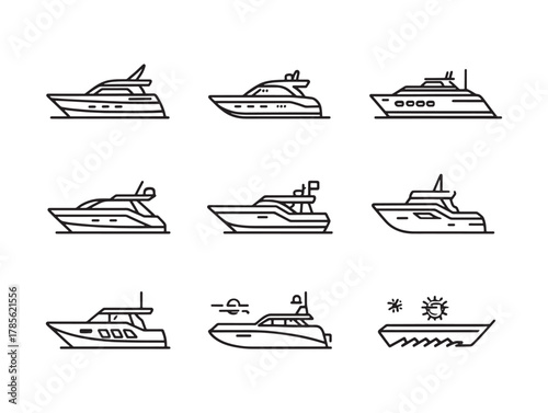 Motorboat Line Art Floating In Sunlight