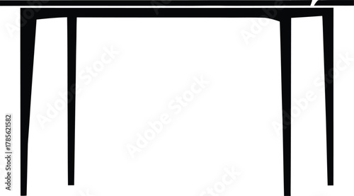 Black minimalist table silhouette with clean white background furniture object