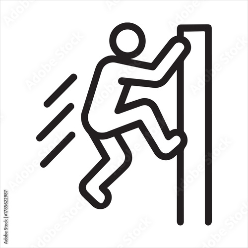 Parkour wall climb outline icon vector