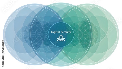 Abstract overlapping circles composition with digital serenity concept