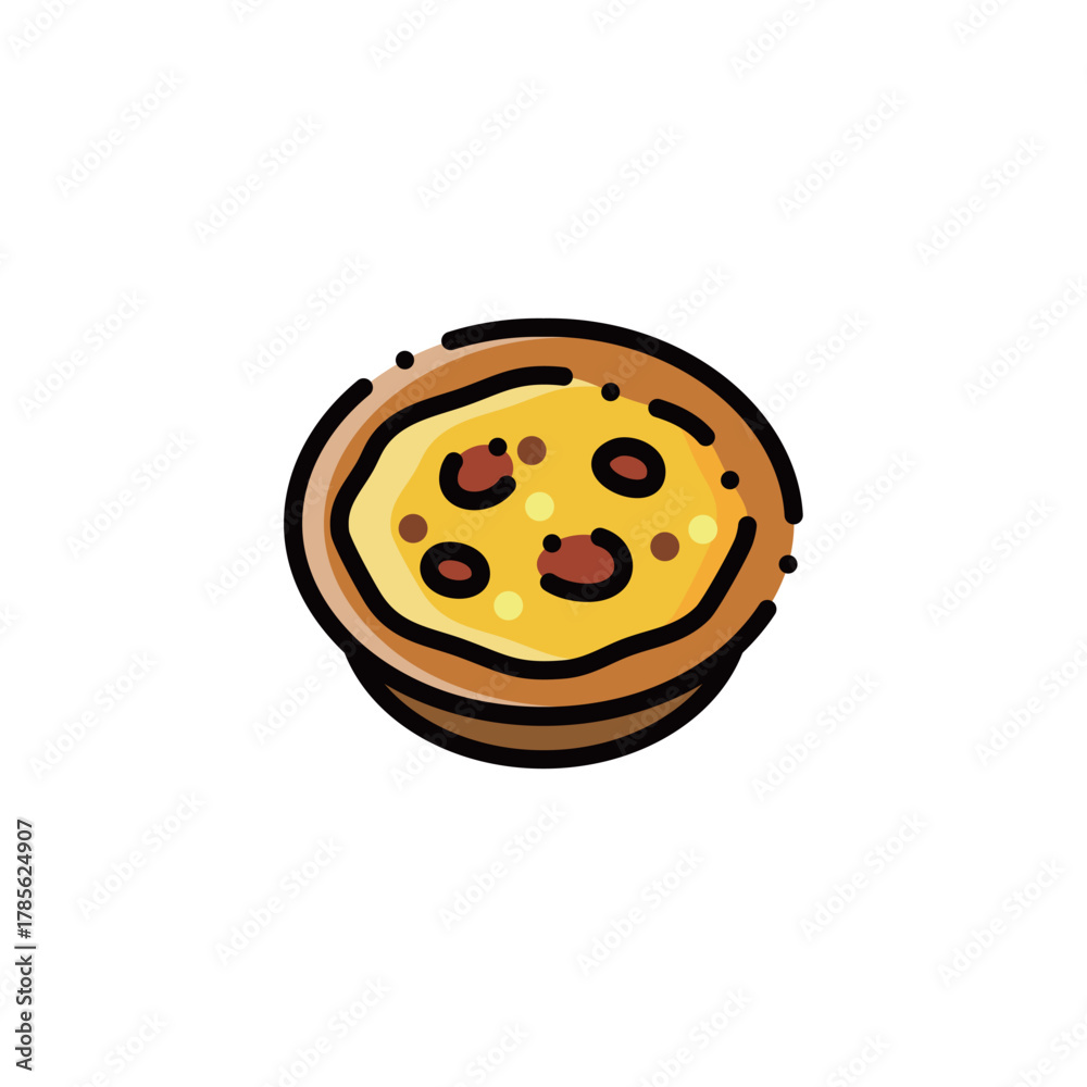 Fototapeta premium This image features a classic egg tart with golden crust and creamy filling. Perfect for dessert or bakery designs, with scalable vectors.