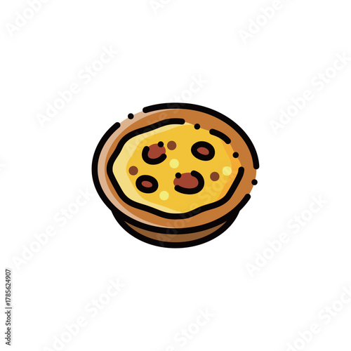 This image features a classic egg tart with golden crust and creamy filling. Perfect for dessert or bakery designs, with scalable vectors.