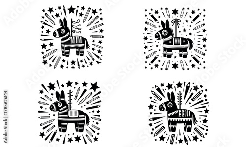 Pinata illustration festive celebration design with decorative style
