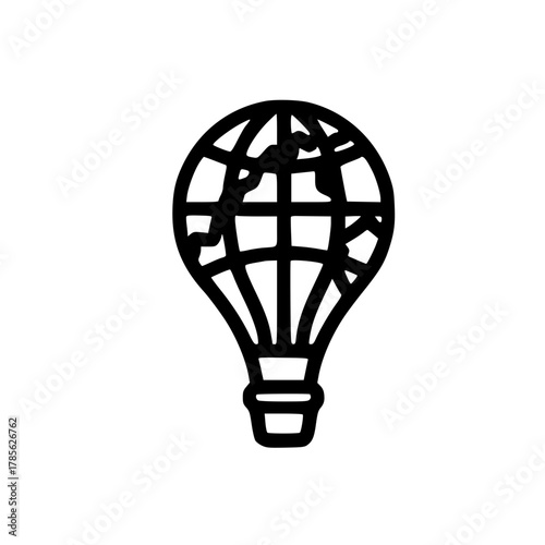 Creative globe symbol on floating balloon for global connection and conceptual travel inspiration