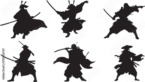 Samurai Victory Pose Silhouette Collection