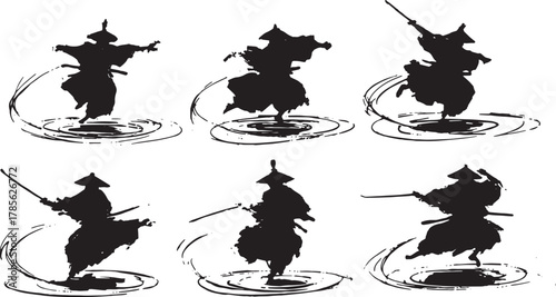 Samurai Spinning Slash Attack Silhouette Pack