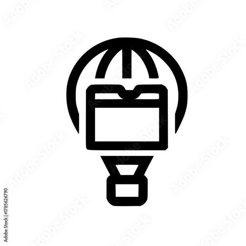 Folder icon on hot air balloon representing cloud storage concept and digital data transfer illustration