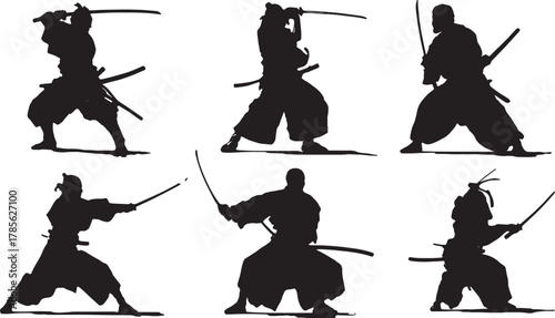 Samurai with Two Swords (Daisho) Silhouette Set