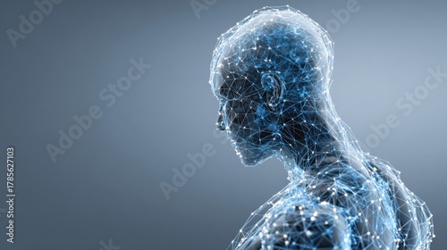 Wallpaper Mural Artistic illustration of a human head with a network of interconnected lines symbolizing intelligence and connectivity Torontodigital.ca