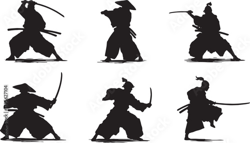 Samurai with Two Swords (Daisho) Silhouette Set