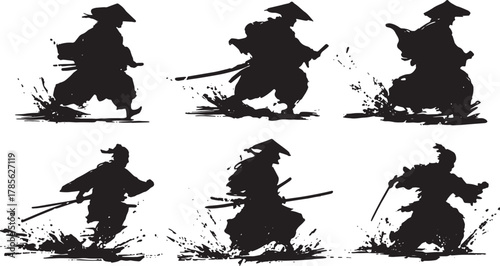 Samurai Crossing River Silhouette Action Pack