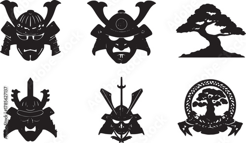 Samurai Clan Mon (Crest) Silhouette Icon Set