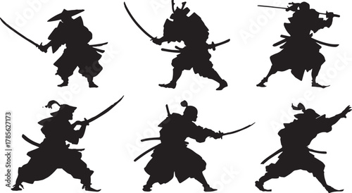 Charging Samurai Warrior Silhouette Vector Pack