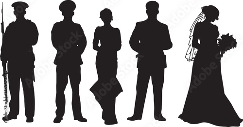 Police Officer Groom and Bride Silhouette Pack