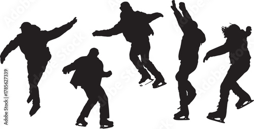 Outdoor Ice Rink Recreational Skating Silhouette