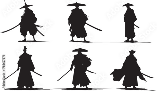 Elder Master Samurai Silhouette Vector Pack