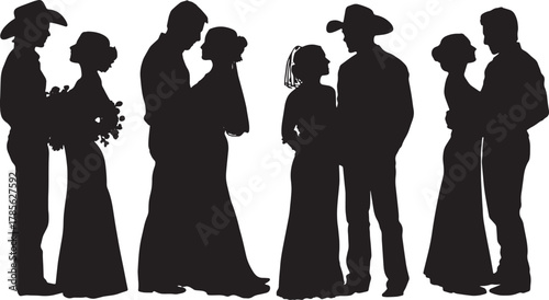 Rustic Barn Wedding Couple Silhouette Collection