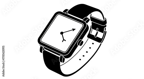 a sleek modern smartwatch with minimalist design and leather strap, isolated on white background 