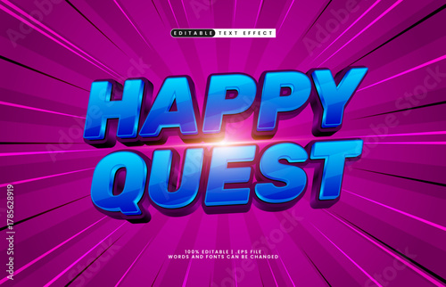 happy quest editable text effect for e-sport and streaming banner