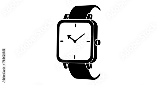 a sleek modern watch with minimalist design and leather strap, isolated on white background 