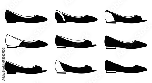 a collection of various stylish shoes displayed in neat rows, isolated on white background 
