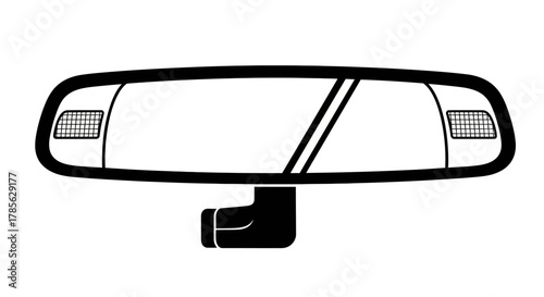 a rear view mirror with two side mirrors attached, isolated on white background 