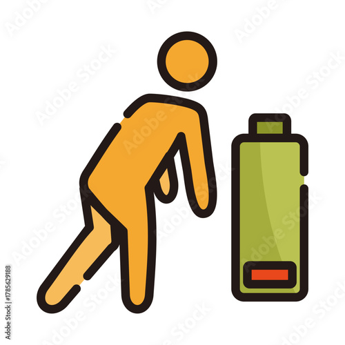 Mental health filled line color icon. Burnout illustration.