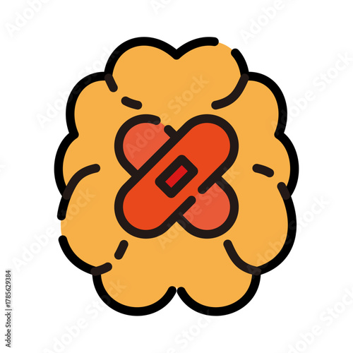 Mental health filled line color icon. Mental healing illustration.