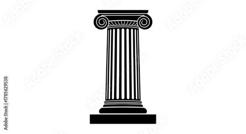 an ancient greek column with intricate spiral patterns at its top, isolated on white background 