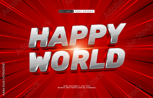 happy world editable text effect for e-sport and streaming banner