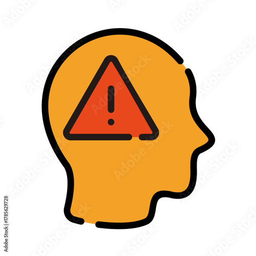 Mental health filled line color icon. Anxiety illustration.