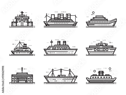 Ocean Liner Line Art Journey Through Seas