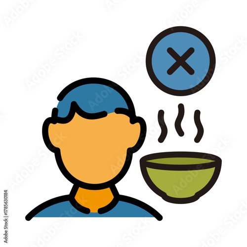 Mental health filled line color icon. Eating disorders illustration.