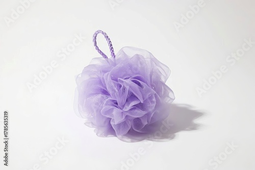 Purple loofah for bathing isolated on white background