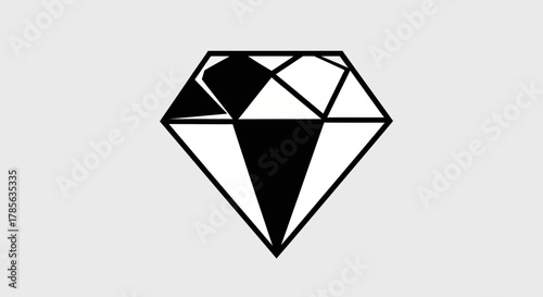 Abstract illustration of a geometric diamond shape with black and white facets