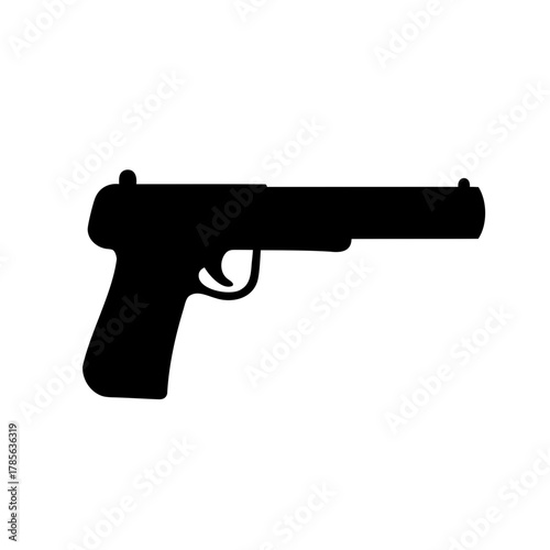 Black silhouette of a handgun pistol weapon icon vector sign Vector, illustration