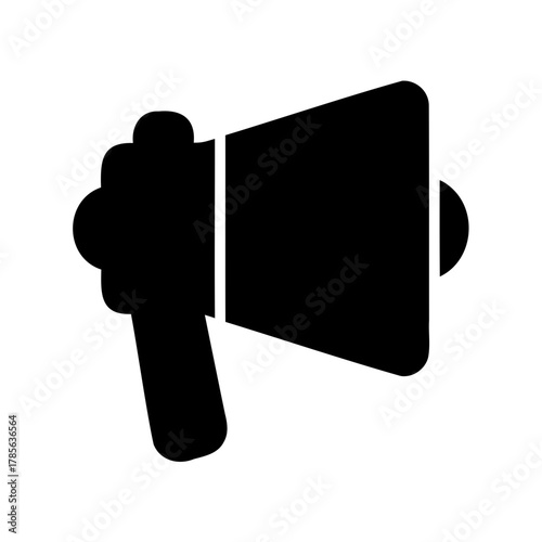 Black megaphone icon, perfect for loud public announcements Vector, illustration