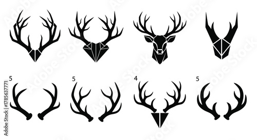 Deer antlers vector illustration geometric style black design