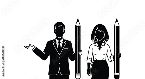 Business team with pencils creative idea vector illustration