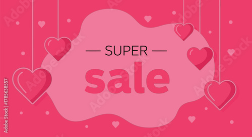 Super sale valentine's day hearts background vector promotion