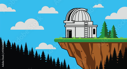Observatory cartoon vector illustration astronomy science space