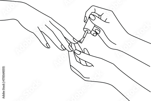 Close-up of a hand applying nail polish to another person's fingernails