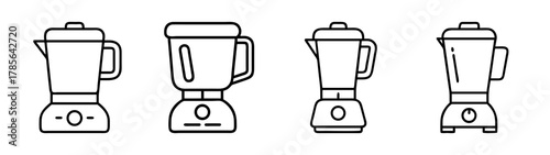 Collection of outline blender icons for kitchen appliance set.